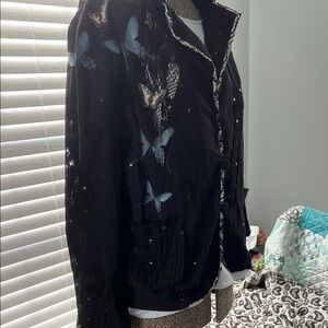 Black Butterfly Embellished Women's Jacket